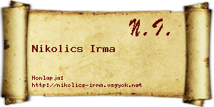 Nikolics Irma névjegykártya